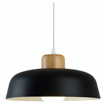 Moderne E27 loftslampe nordisk enkel pendellampe i træ og metal sort