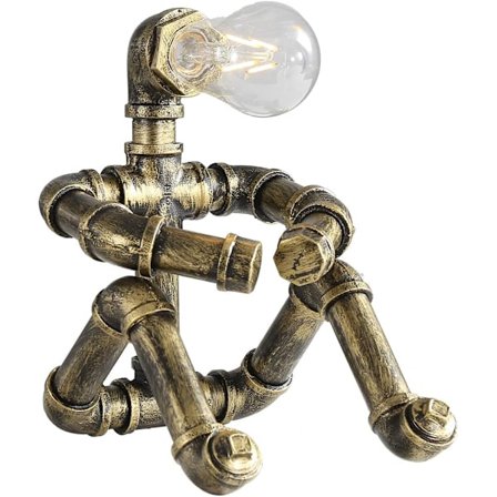 Vattenrör bordslampa robotmodell - Retro industriell steampunk rustik bordslampa - Vintage lantlig