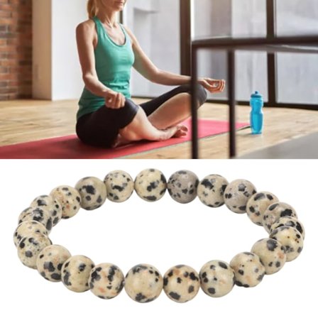 Helmikoristeinen rannekoru, elegantti halkaisija 8 mm, venyvä luonnonkristallirrannekoru uniseks-meditaatioon, paineenpoistoon, lahja