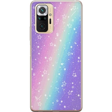 Kompatibelt Mobildeksel til Xiaomi Redmi Note 10 Pro Rainbow-farget pastellbakgrunn med hvite stjerner og gnistrende prikker i myk overgang