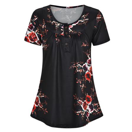 Printed T-shirt Dam Sommar Rundhalsad Kortärmad Blus