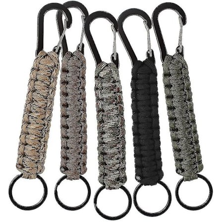 5 stk Paracord nøkkelring med karabinkrok flettet tau med nøkkelring-mxbc