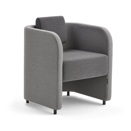 Lænestol COMFY, med ben, uldstof, lysegrå/mørkegrå