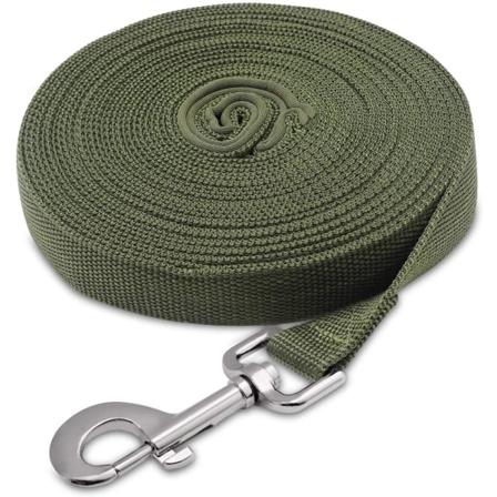 Hundkoppel, Hundträning Koppel med Handtag Lång Hundlina Handsfree Nylonrem för Små till Stora Hundar Husdjursvandring Jogging 10m*2.5cm (Grön)