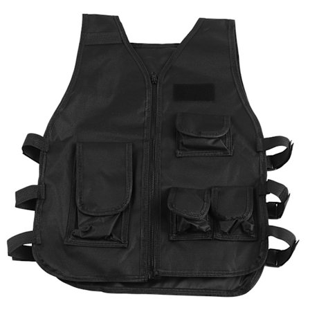 Børne Camouflage Militær Vest til Udendørs Lege Sort Voksen