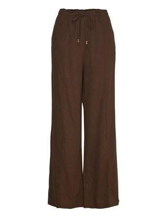 Linen-Blend Elastic Waist Trousers Brown Mango
