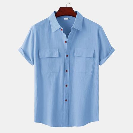 Kortärmade Toppar För Män Button Down-skjortor
