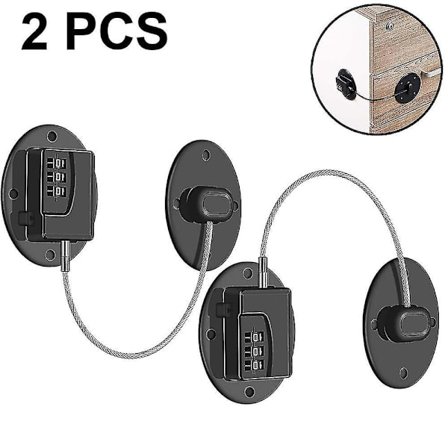 2 Pack Refrigerator Lock - Heavy Duty Combination Fridge Lock, Child/baby Proofing Lock