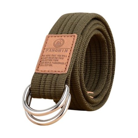 Nylonpunottu vyö, jossa kaksoisrengas, vyötärönauha, ARMY GREEN