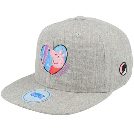 Peppa Pig - Grå snapback Kasket - Kids Heather Grey Starshine Heart Snapback @ Hatstore