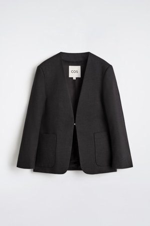 COS Collarless Wool Blazer in Grey - Men