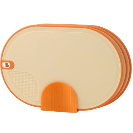 Dubbelsidig Halkfri Skärbräda i Plast med Hållare Livsmedelskvalitet för Kött Grönsaker 3st Orange