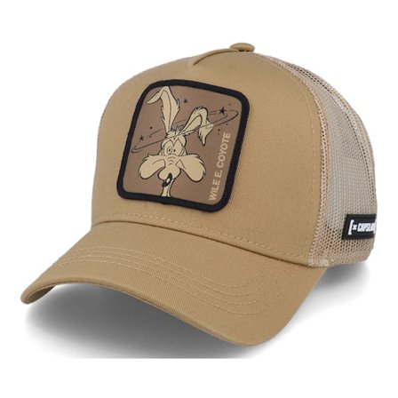 Capslab - Looney Tunes Coyote Khaki Trucker Trucker Beige Cap - @ Hatstore