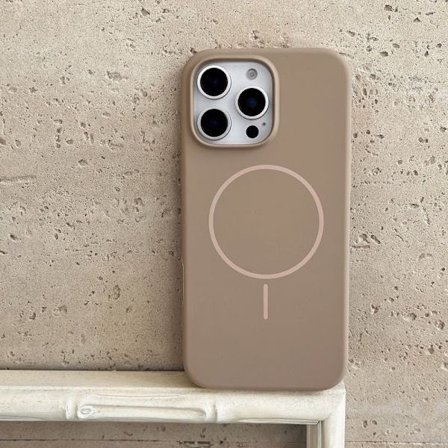 Skal för iPhone 17 air flytande silikon magnetisk öken guld Tunt magnetisk ring flytande silikon