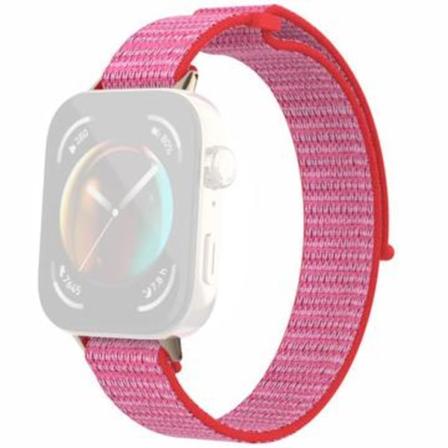Huawei Watch Fit 3 Nylonarmband med Kardborreknäppning - Rosa Rosa