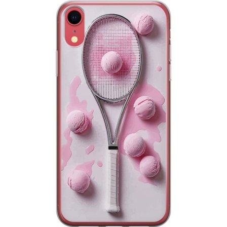 Kompatibel Mobilcover til Apple Apple iPhone XR Rosa glaskugler og tennisketsjer i et kreativt stillbillede med legende popfølelse og moderne design,