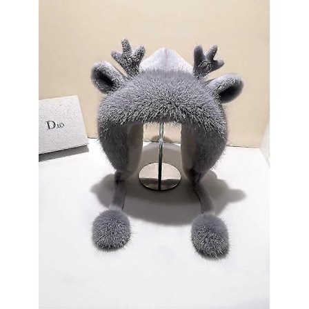 2025 Longhorn Øre Plysj Strikket Lei Feng Lue for Kvinner Vinter Varm Lue