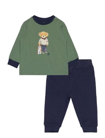 Polo Bear Jersey Tee & Fleece Pant Set Ralph Lauren Baby Green