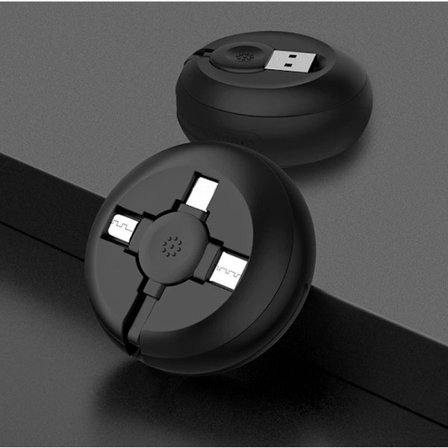 3-in-1 latauskaapeli - sisäänvedettävä latauskaapeli