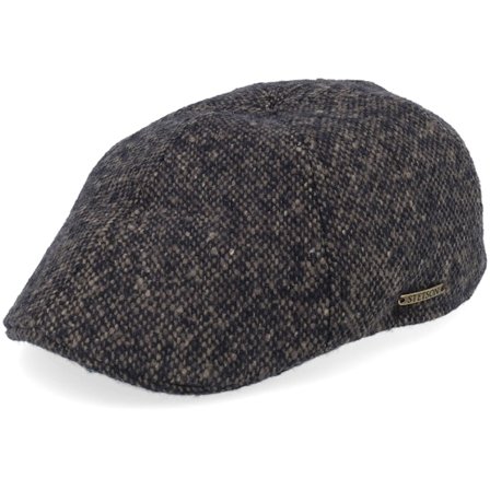 Stetson - Marrón flatcap Gorra - Texas Donegal Wv Black/Mud Flat Cap @ Hatstore