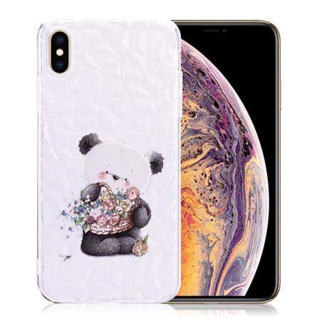 3D Diamond Texture Patterned Flexible Phone Case iPhone XS Max 6,5 tommer - Sød Bjørn Multicolor