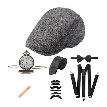 20 % alennus 1920-luvun miesten asusta Peaky Blinders Gatsby Panama -hattu henkselit rusetti