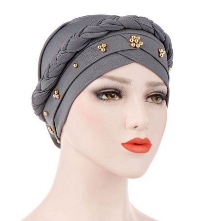 Dam Turban Cap Pärlhalsduk GRÅ