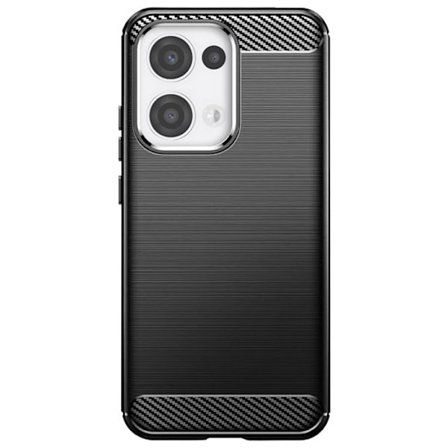 Kuori - Oppo - Reno 13 - Silikoni - Hiilikuitudesign - Harjattu Musta