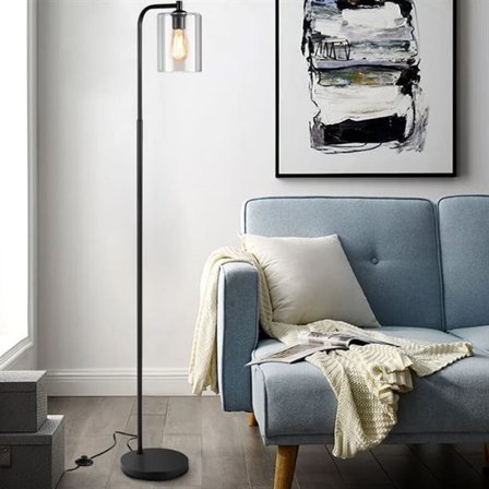 Modern golvlampa med fotströmbrytare 168 cm – Svart