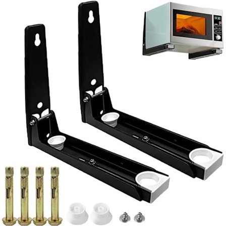 Mikrobølgeovnsbeslag - To Stykker - Rustfrit Stål - Justerbar Vægmontering - Egnet til Mikrobølgeovne Under 35 kg