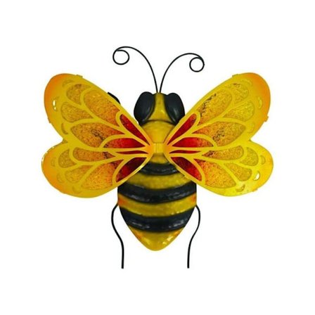 Metal Bi Vægdekoration, Metal og Glas Hængende Vægdekoration, Hængende Indendørs Dekoration til Have, Terrasse, Stue