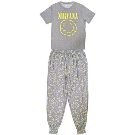 Nirvana Unisex Vuxen Smile Pyjamas Set S Grå/Gul