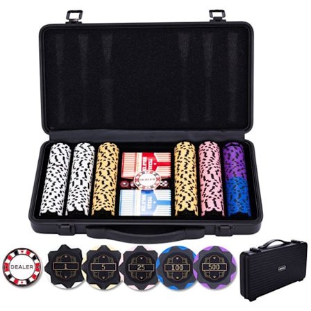 Poker set - Metallväska - 300 numrerade 14g jetonger - Inkluderade tillbehör - Praktisk - Elegant