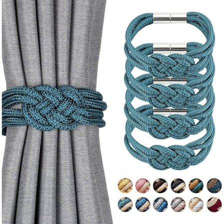 Fire nordiske magnetiske gardinklemmer med blå hull, dekorative gardinholdere