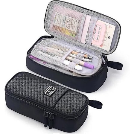 Holdbart penalhus med stor opbevaring til skoleartikler, kontor, gymnasium, teenagepiger og voksne, lilla sort