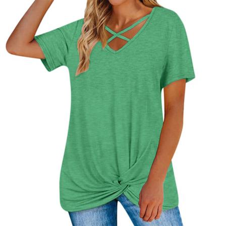 Kortärmad T-shirt För Kvinnor Med V-ringad Toppar