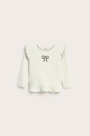 Kappahl | Bluza z długimi rękawami i falbanami | Offwhite