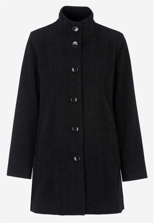 Cellbes of Sweden - Frakke med opretstående krave i sort til damer i størrelse 62/64