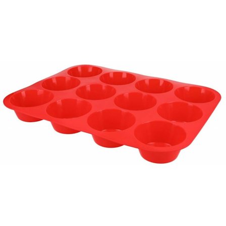 Muffinsform i silikone, cupcakeform, muffinsform i silikone til 12 muffins i rød