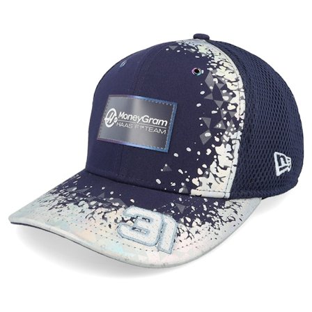 New Era - Motor Blauw trucker Cap - Haas F1 25 Vegas Team 9FIFTY Stretch Snap Navy/Reflective Foam Mesh Trucker @ Hatstore