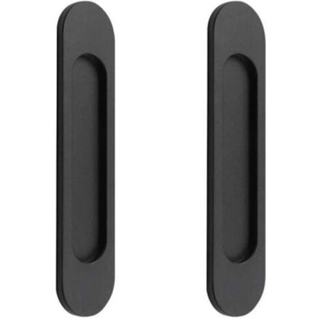 2-pack Ovala Skjutdörrhandtag Självhäftande Matt Svart Aluminiumlegering Punch-Free Draghandtag för Skjutdörrar, Garderobsfönster, 148 cm