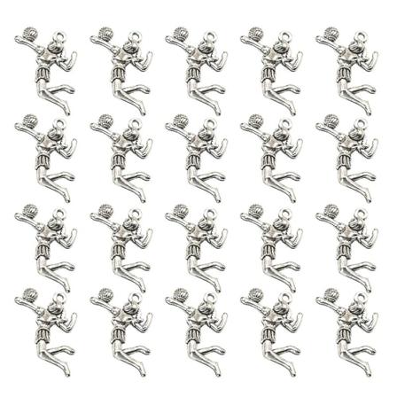 20 st Charm-berlocker i legering för DIY-smycken, volleybollspelare, silver, 2,7 x 1,9 x 0,45 cm Silver 2.7*1.9*0.45cm