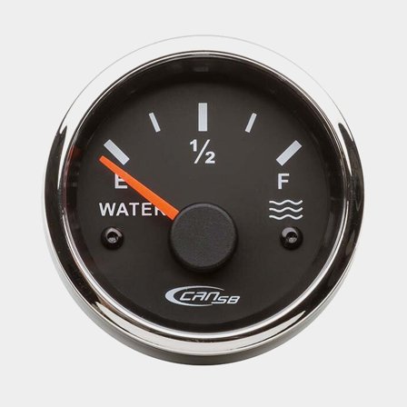 Tankmätare Vatten svart botten, kromad ram 10-180 Ohm