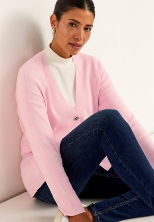 Cellbes of Sweden - Fintstrikket cardigan i lys rosa til damer i størrelse 42/44