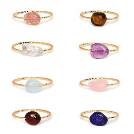 8 st färgglada personlighet chakra ringar fina natursten kristall finger ring