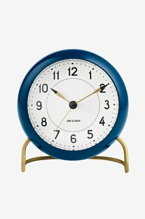 Arne Jacobsen - Bordsur Station, Ø11 cm - Blå - Väggklockor & bordsur - Från Homeroom