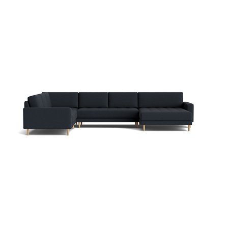 Mondo U-sofa, vendbar - Loop Mørkeblå - 377x262x83cm - Stor U-formet Sofa med Vendbar Chaiselong & Mørkeblåt Loop Betræk - Perfekt Familie Sofa