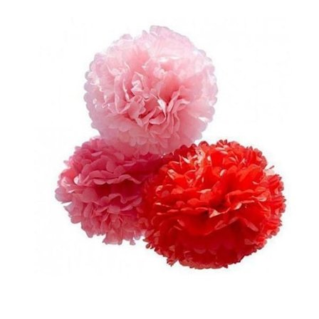 Ripustettavat paperikukat x 3 - punainen - keskikokoinen