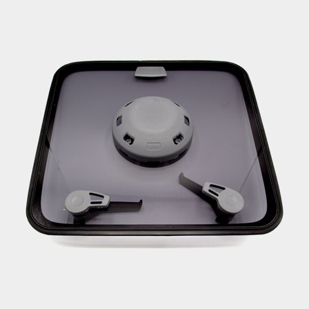 Vidro de substituição para escotilha de convés, fumê, compatível com Lewmar Low Profile (tam. 44), com perfil de montagem + ventilador