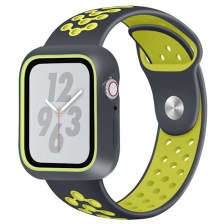Apple Watch Series 4 44 mm tvåfärgat klockarmband i silikon - Svart / Gul